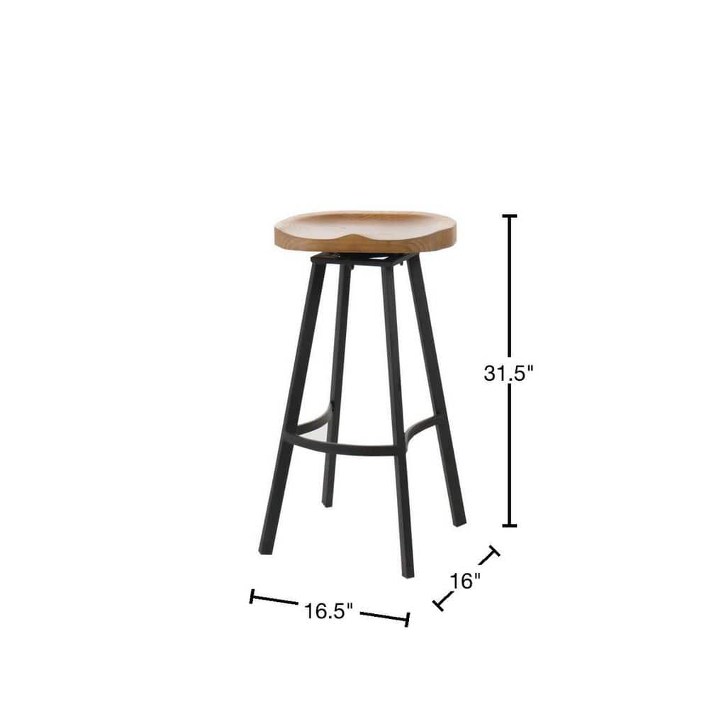 Noble House Silas 31.5 in. Natural Swivel Bar stool (Set of 2) 9228