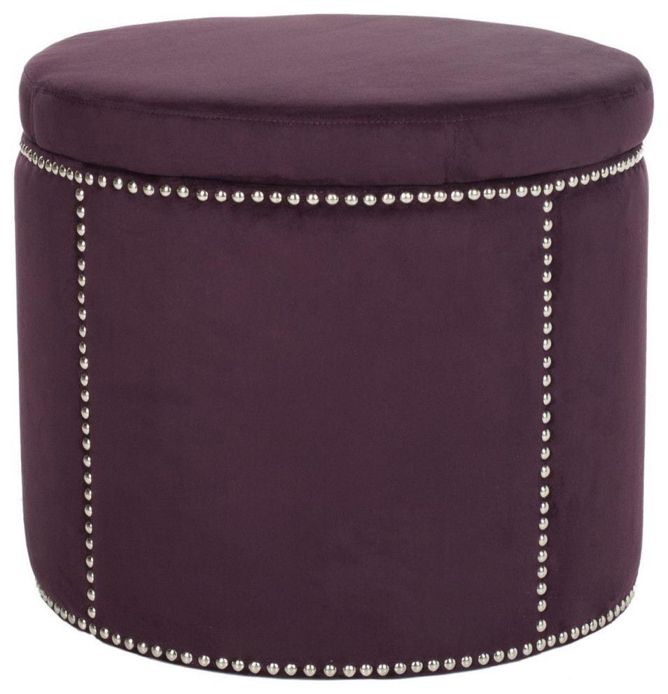 Dodd Ottoman Silver Nail Heads Plum   Contemporary   Footstools And Ottomans   by V.S.D Furniture  Houzz