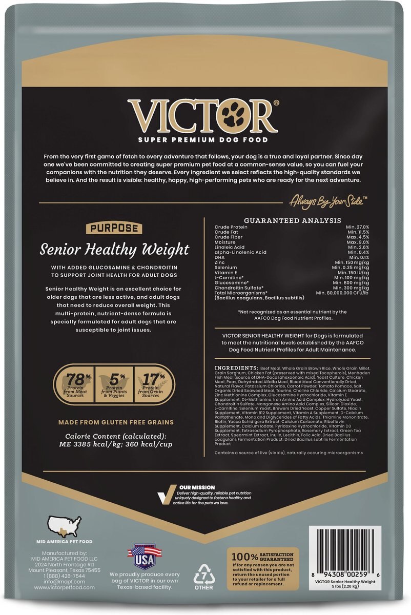 VICTOR Purpose Senior Healthy Weight Dry Dog Food