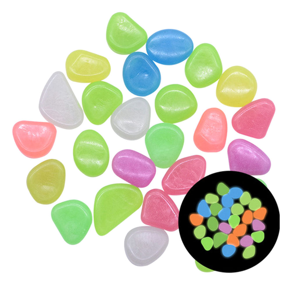 100pcs Glowing Rocks Glow in The Dark Pebbles Glow Decorative Stones Rocks Luminous Pebbles for Outdoor Decor