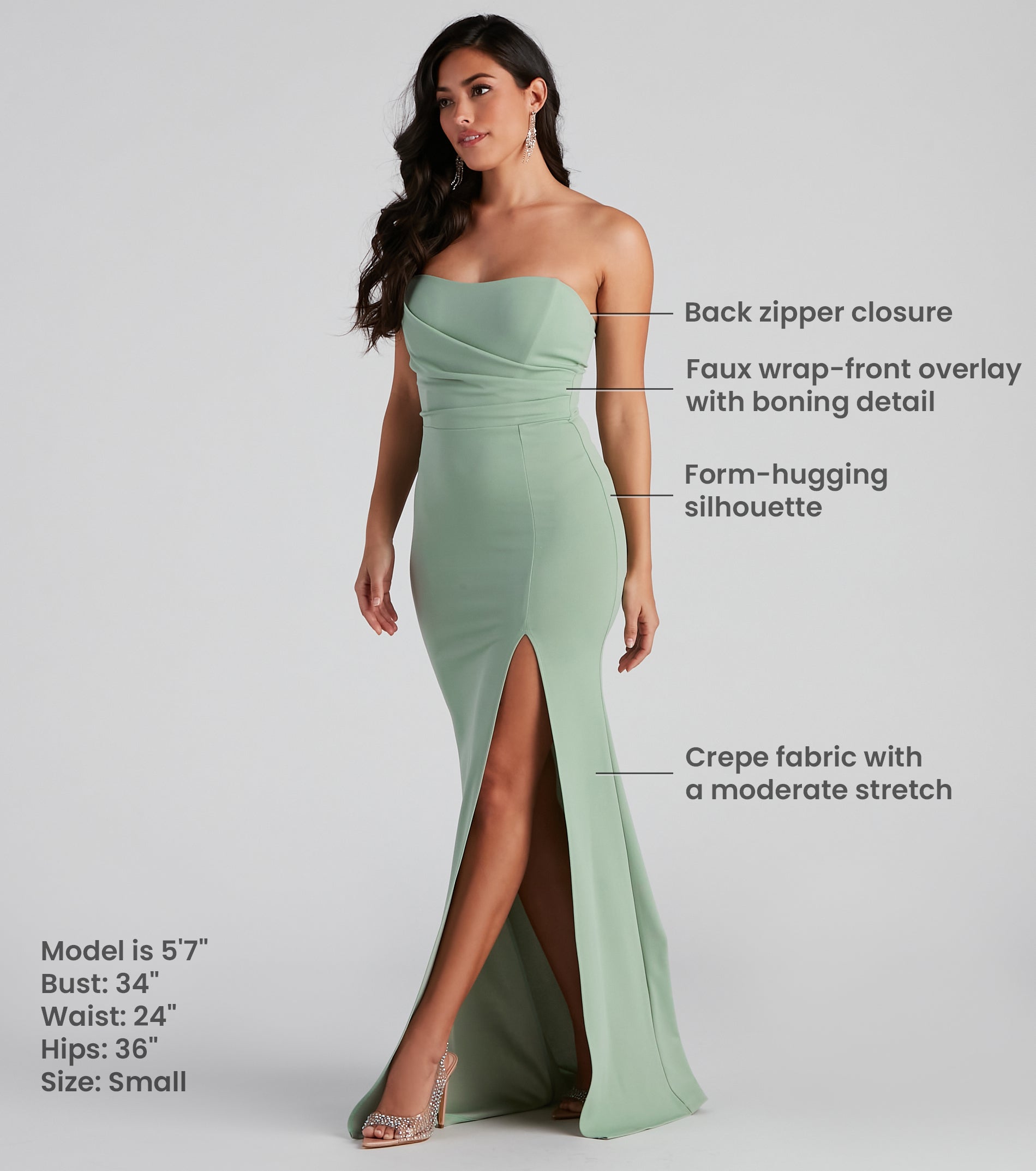 Kaia Strapless High Slit Formal Dress