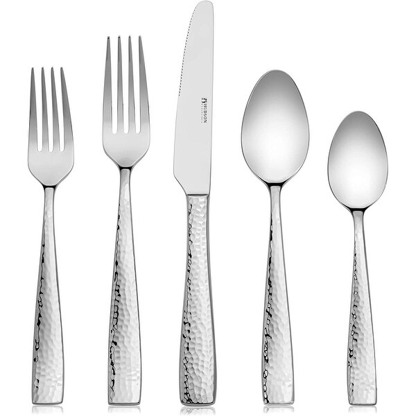 40-Piece Hammered 18/10 Stainless Steel Silverware Cutlery Set， Utensil Flatware Service for 8 (40-Piece Set)