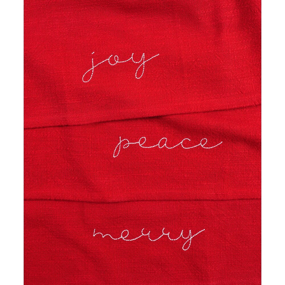 Napkins Holiday Red Embroidered Monaco   Merry (Set of 4)   20\