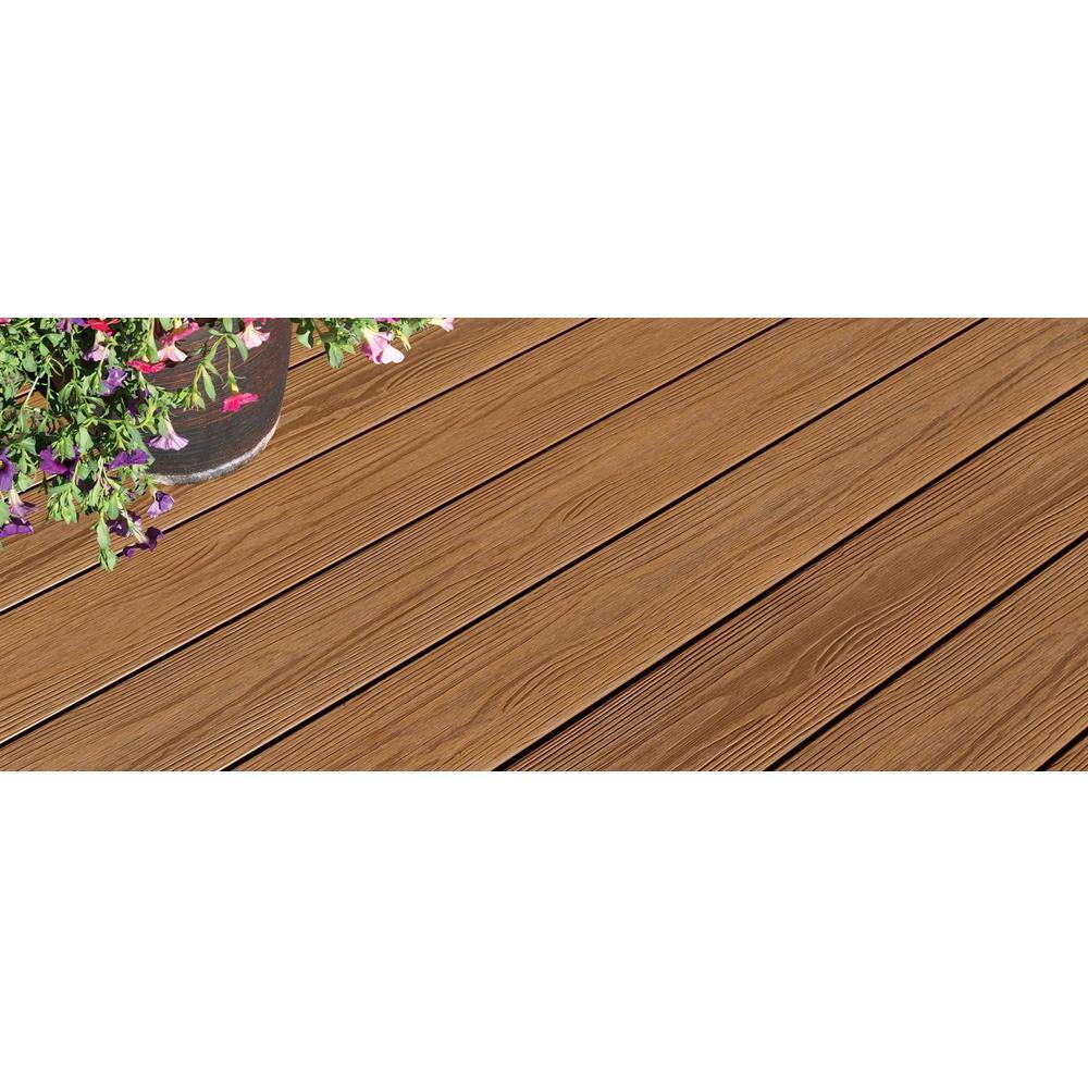 FORTRESS Apex 5.5 in. x 6 in. x 1 in. Grooved Himalayan Cedar Brown PVC Deck Board Sample 195106124