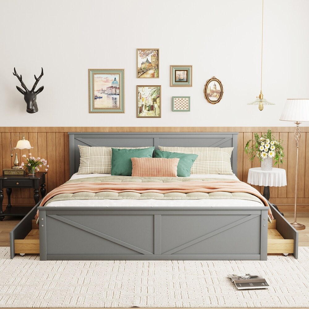 King Size Wooden Platform Bed