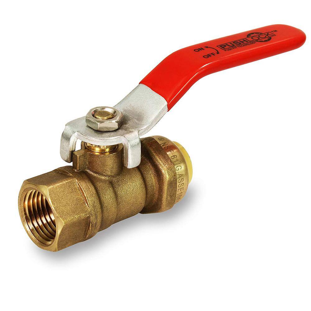 The Plumber's Choice 34 in. Push x Female Full Port Ball Valve Water Shut Off for Pex Copper and CPVC Piping 34UPBVF