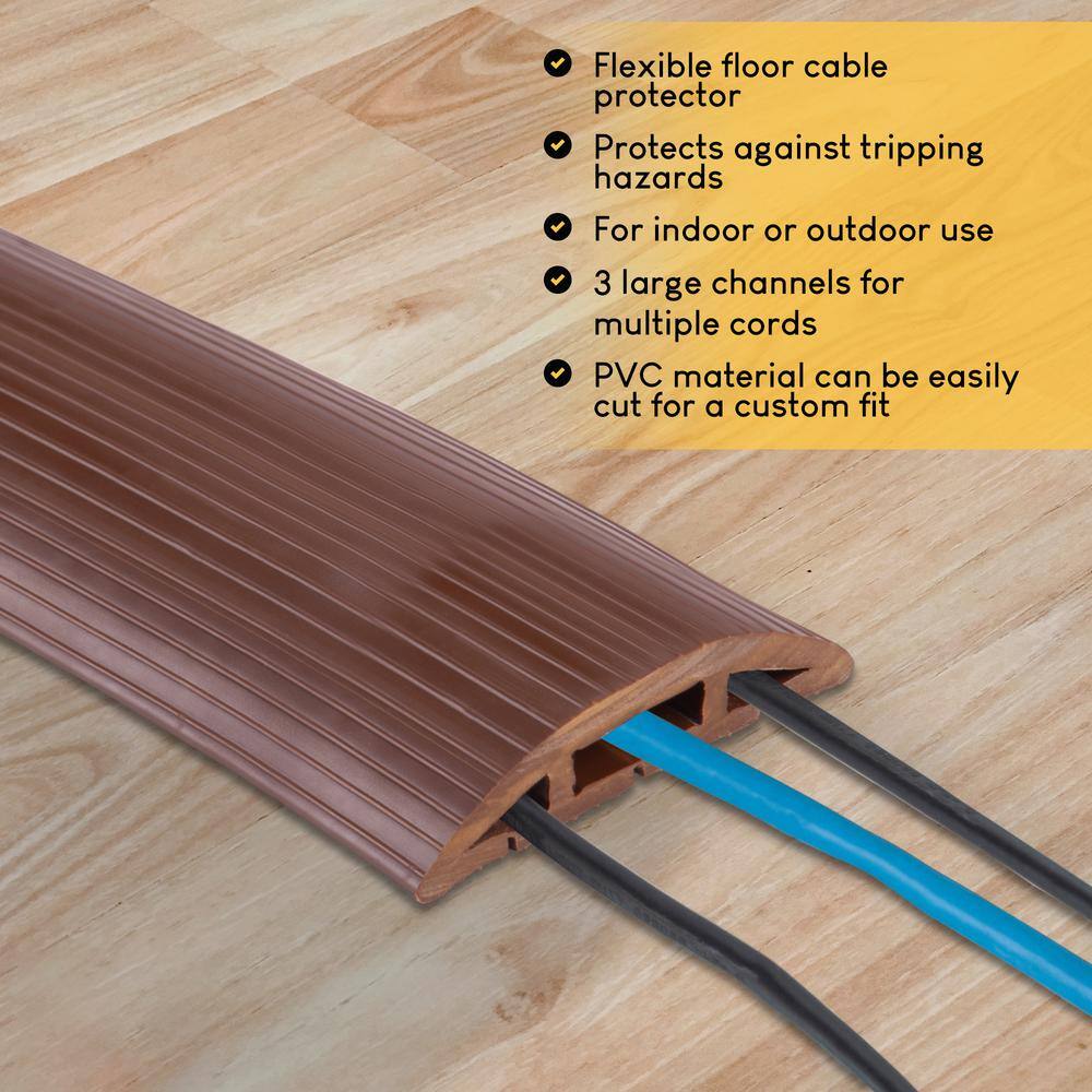 Stalwart 4 ft. 3-Channel Floor Cord Protector in Brown NNGSR107