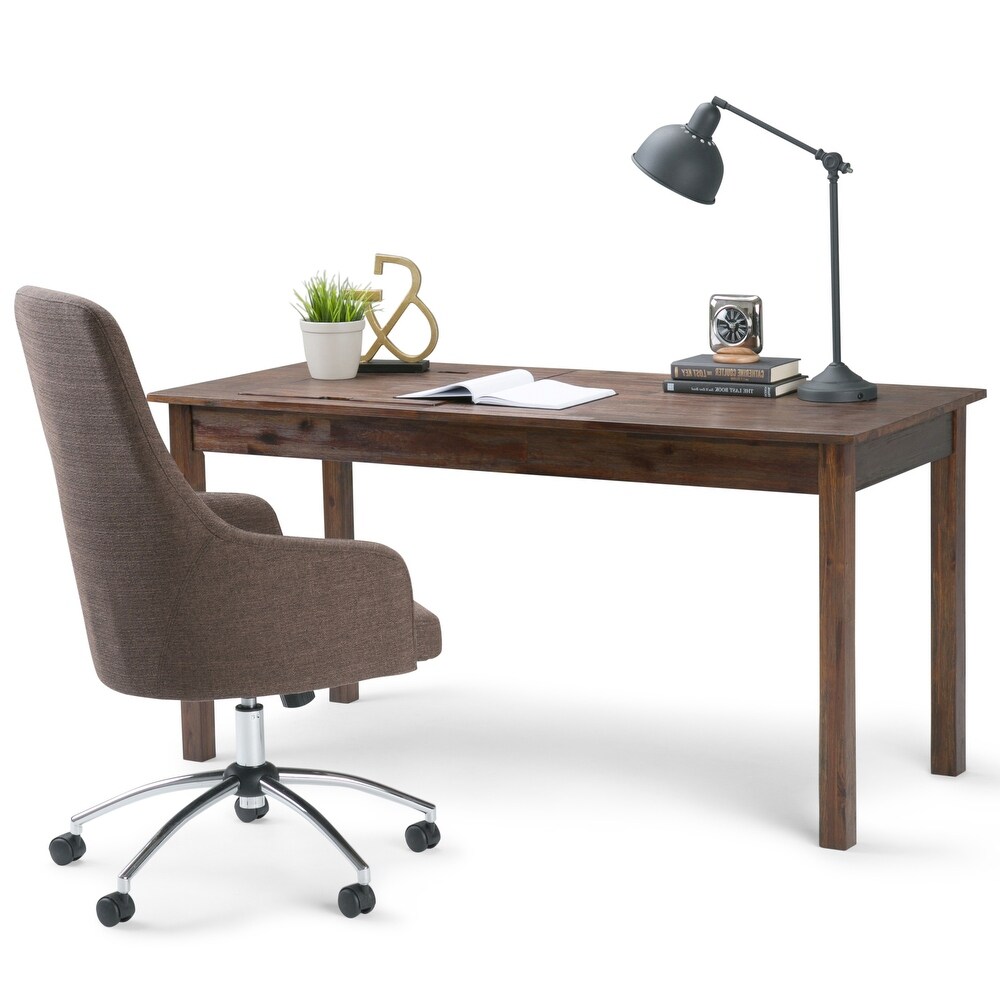 WYNDENHALL Garret SOLID ACACIA WOOD Rustic 60 inch Wide Desk in Distressed Charcoal Brown