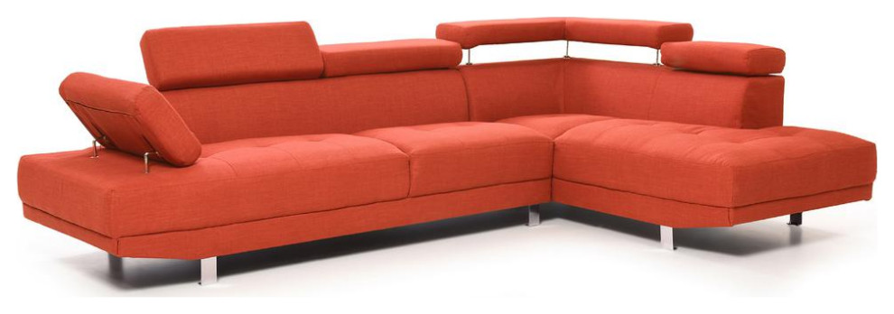 Riveredge 109 in. W 2 piece Polyester Twill L Shape Sectional Sofa in Orange   Contemporary   Sectional Sofas   by BisonOffice  Houzz