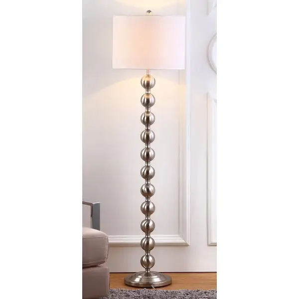 SAFAVIEH Lighting 59-inch Reflections Stacked Ball Nickel Floor Lamp - 15