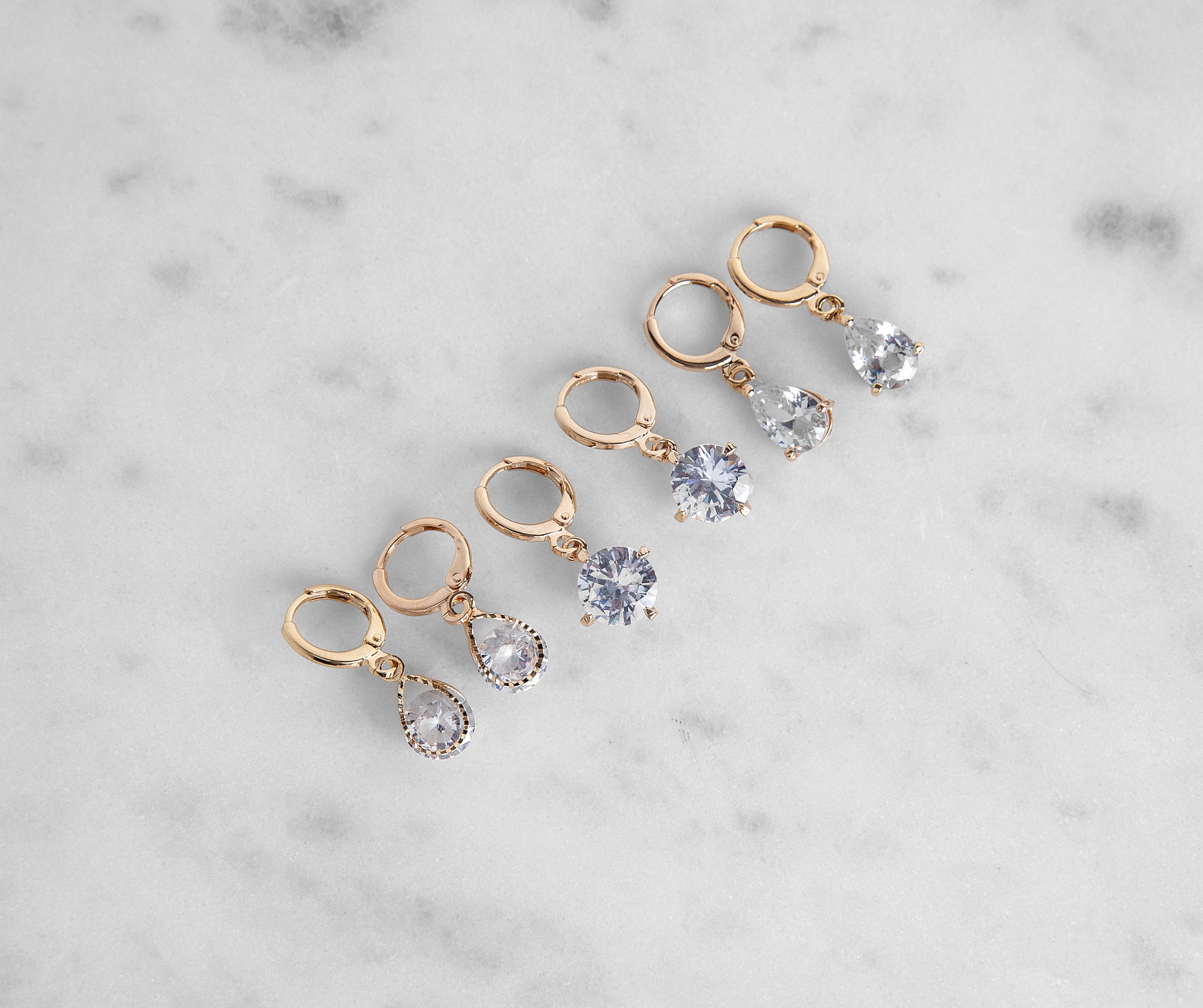 Lil' Cutie Cubic Zirconia Huggie Earring Set