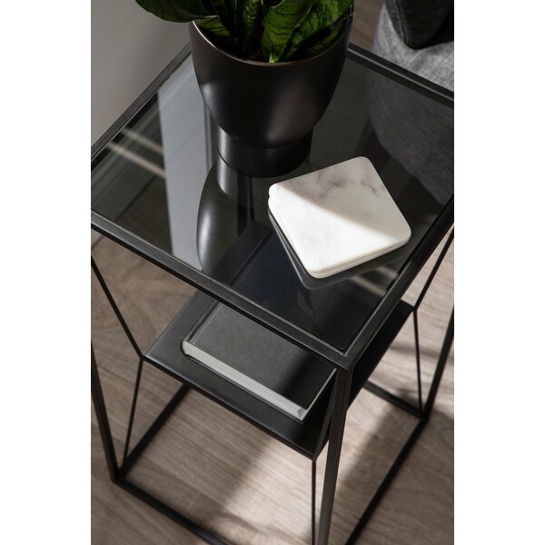 Kate and Laurel Knight Metal Glass Side Table - 12x12x24