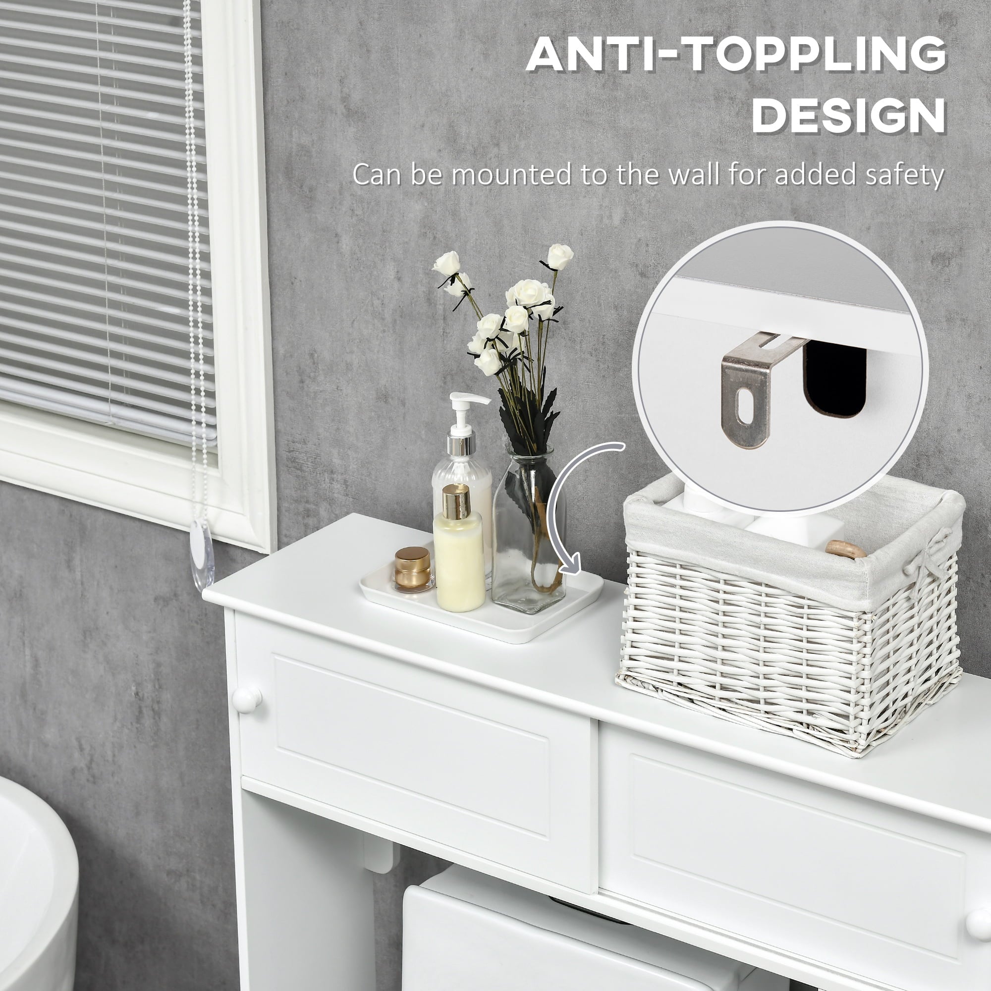 Bathroom Over-The-Toilet Storage Cabinet Shelf Freestanding Spacesaver