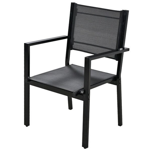 Black 58.30 in. W Steel Outdoor Table and Chair Set