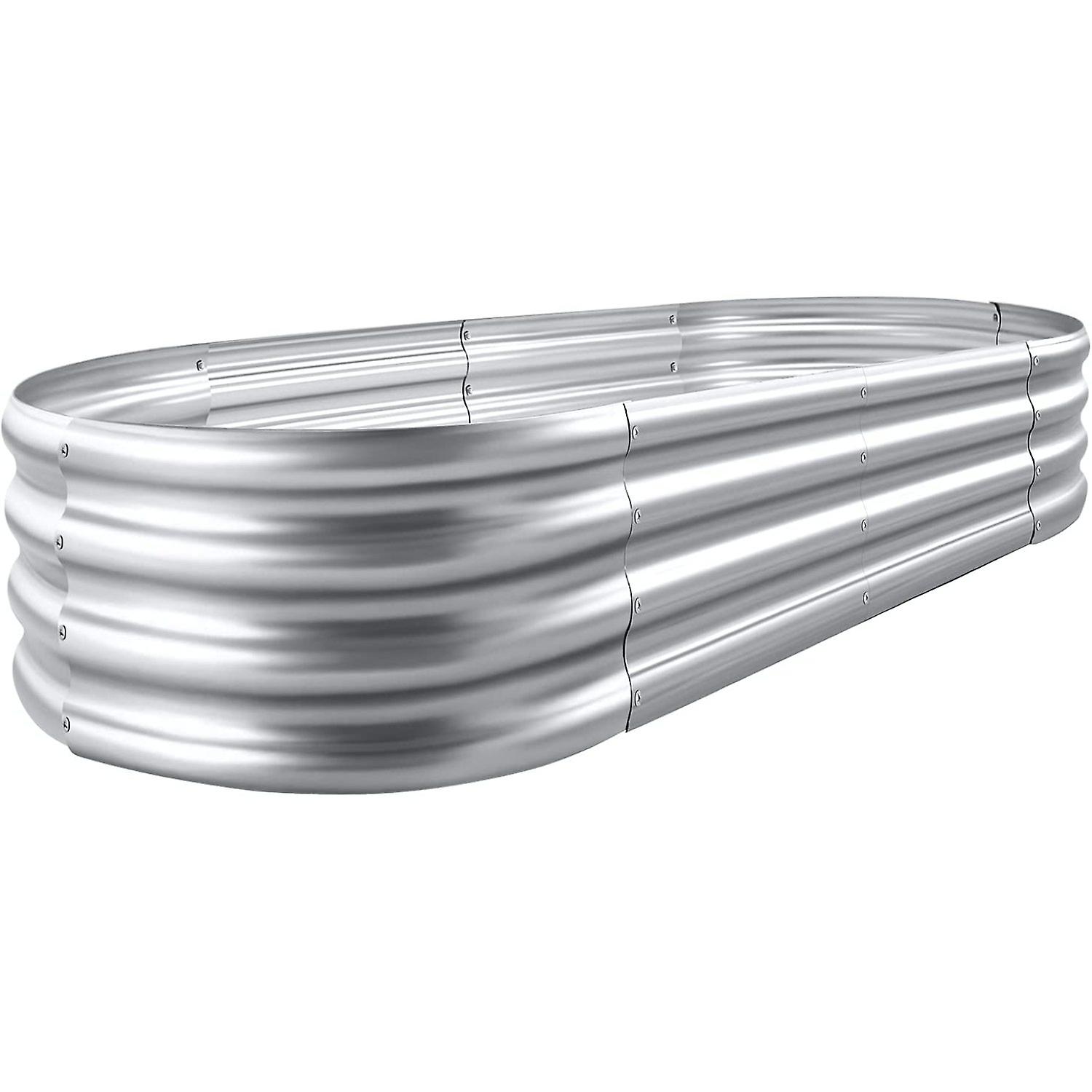 Galvanized Raised Garden Bed Kit， Galvanized Planter Raised Garden Boxes Outdoor， Oval Large Metal Raised Garden Beds For Vegetables