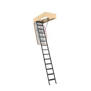 Fakro LMF 60 8 ft. 1 in. - 10 ft. 1 in. 30 in. x 54 in. Fire-Rated Insulated Metal Attic Ladder 350 lbs. Load Capacity 869237