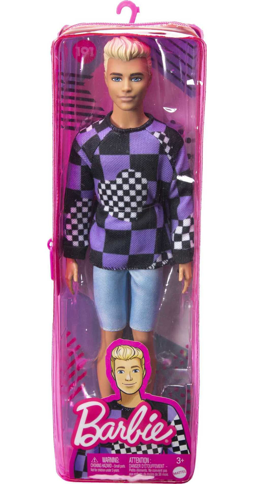 Barbie Fashionistas Ken Fashion Doll #191 in Checkered Sweater with Blonde Hair & Sneakers