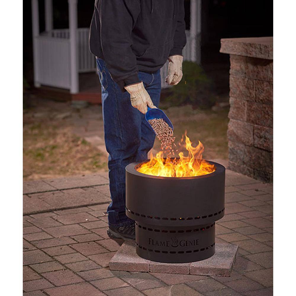 HY-C Flame Genie Inferno Pellet 19 in. x 16.5 in. Stainless Steel Wood Burning Fire Pit FG-19-SS