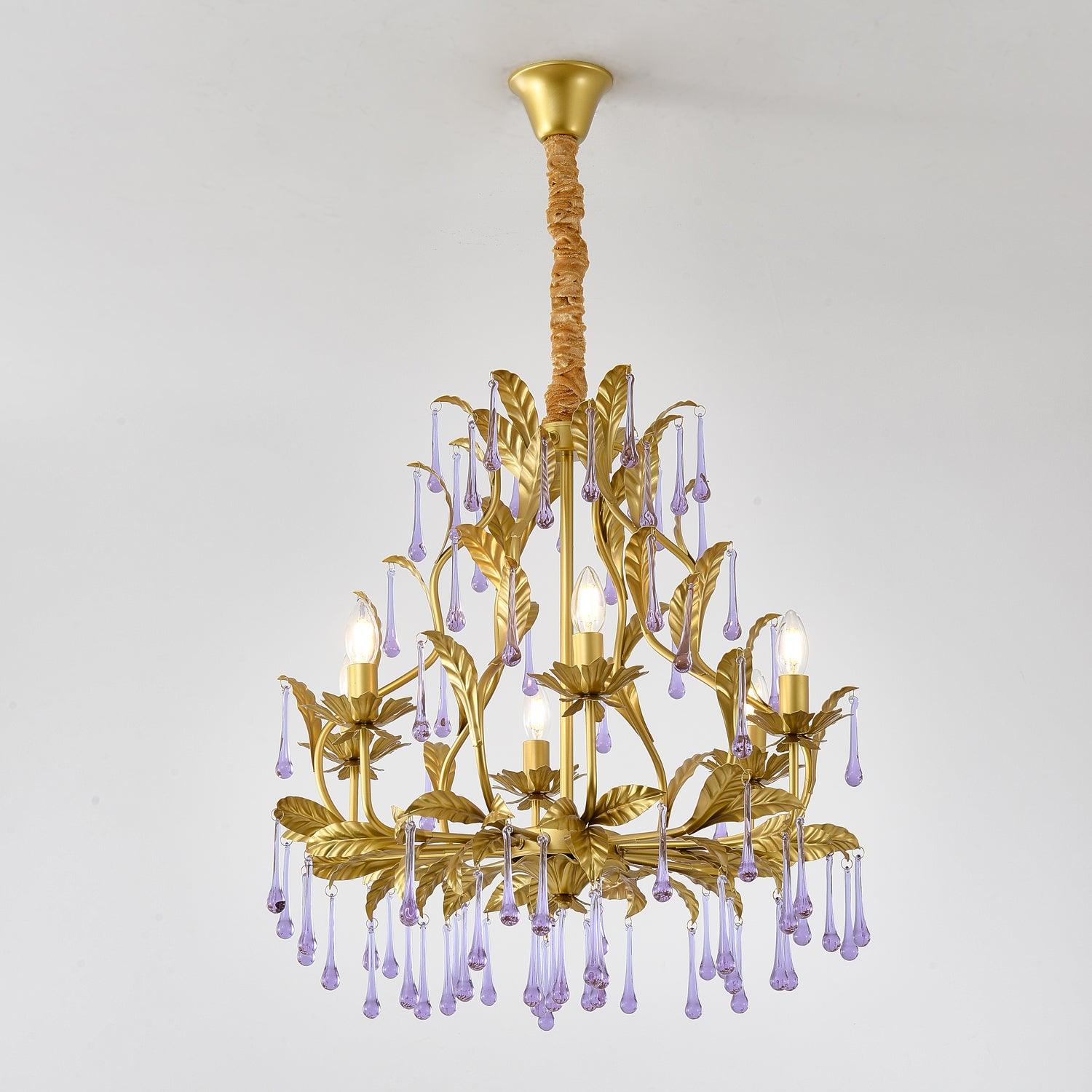 Amethyst Drops Glass Chandelier