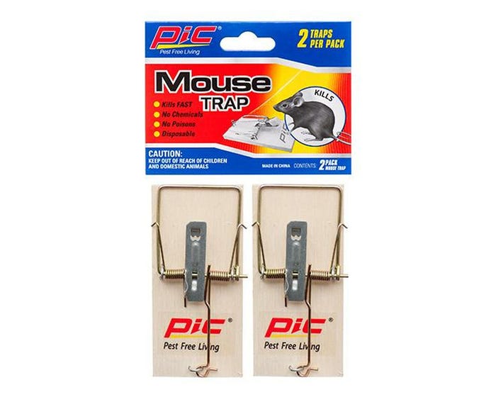 Pic Wood Mouse Trap， 2 Pack - MTW-2