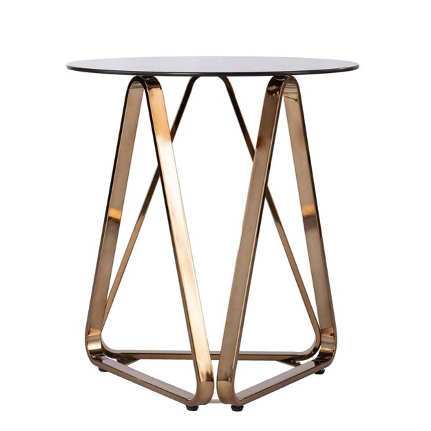 Tainbin Round End Table Champagne Aiden Lane