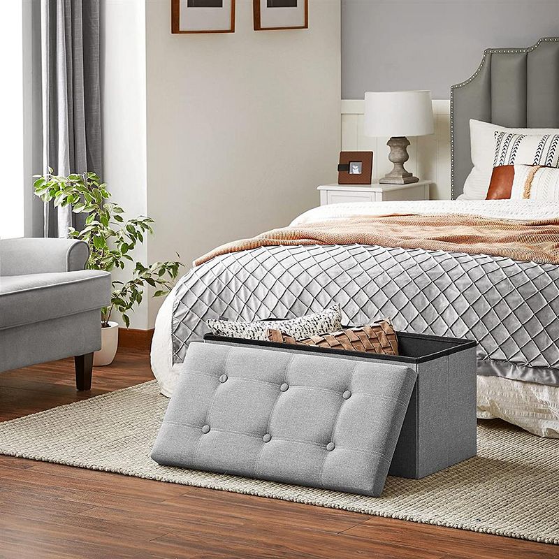 Storage Ottoman Bench， 21 Gal. Folding Chest， Bed End Stool， Footstool With Breathable， Dark Grey