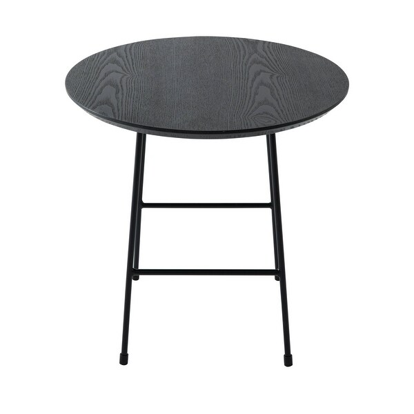 LeisureMod Rossmore Modern Round Side Table With Black Steel Frame - 19.7