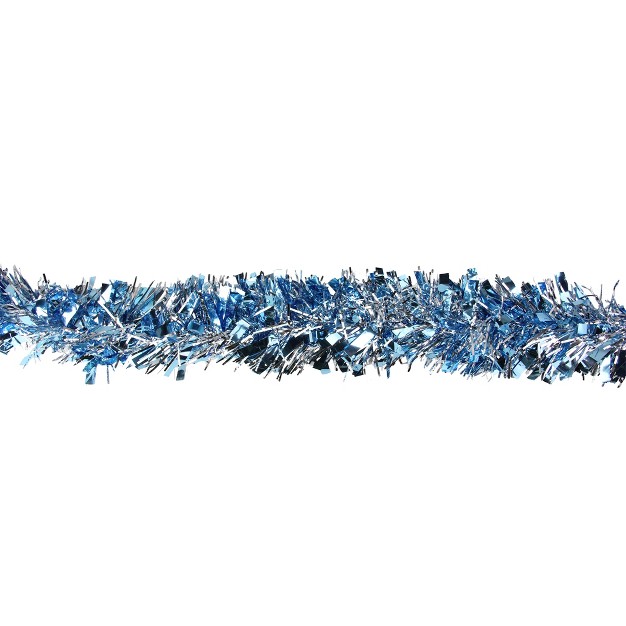 Unlit Silver icy Blue Wide Cut Shiny Tinsel Christmas Garland