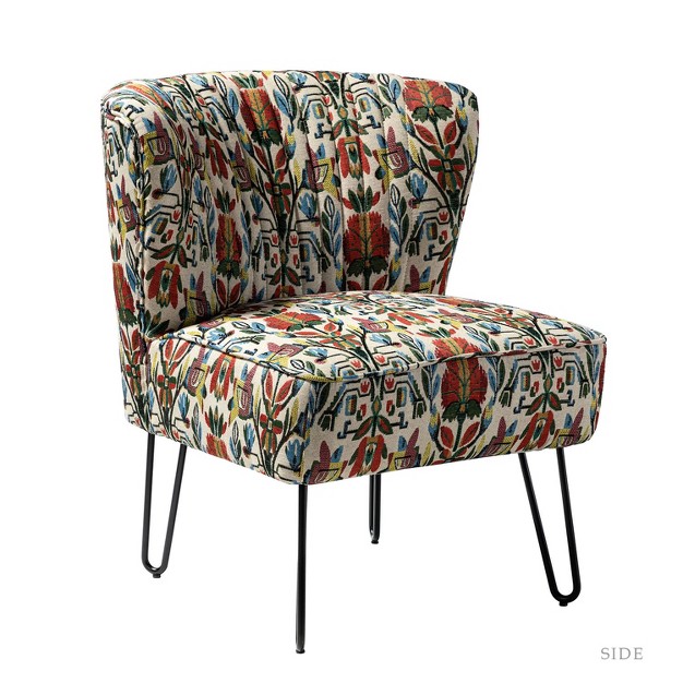 Bernarda Living Room Armless Accent Chair With Floral Pattern Karat Home floral