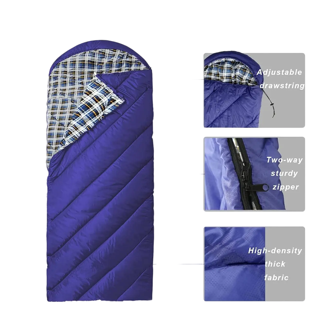 Manufacturer Envelope Organic Cotton Thickened Emergency Cheapest Sleeping Bag with Detachable Hood for Outdoor