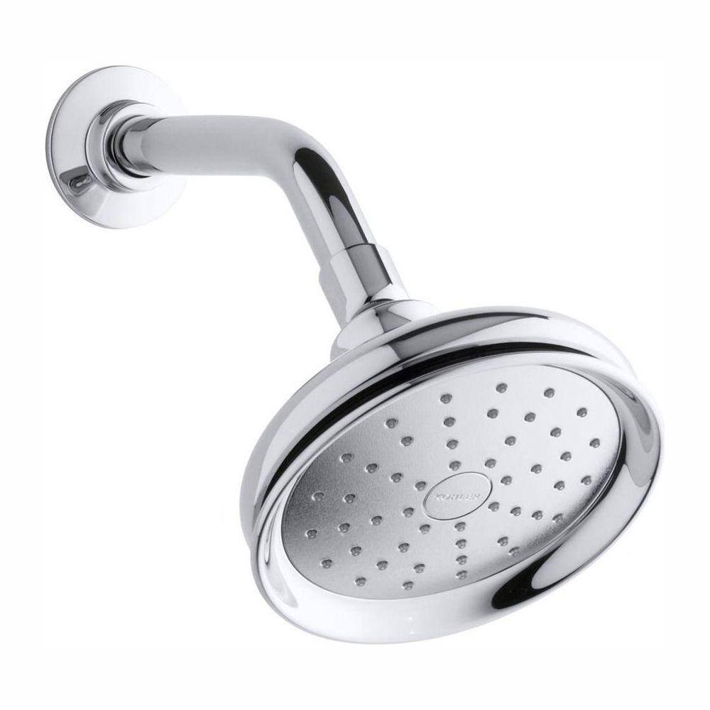 KOHLER Fairfax 1-Spray 5.5 in. Single Wall Mount Fixed Shower Head in Polished Chrome K-45412-CP