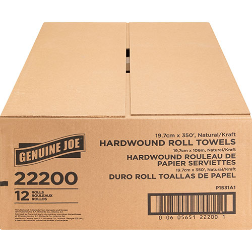 Genuine Joe 22200 Brown Bulk Hardwound Roll Paper Towels | 7 7