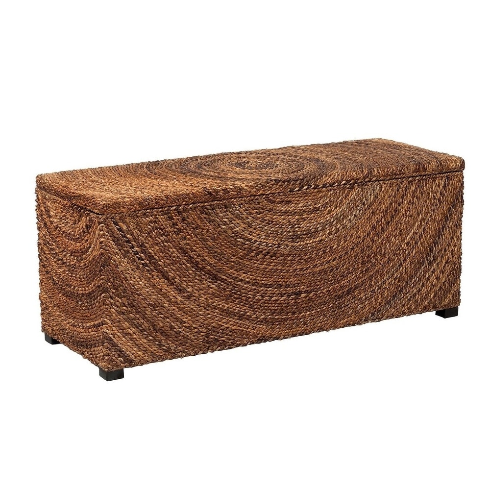 East at Main Natrural Woven Abaca Rattan Storage Bench