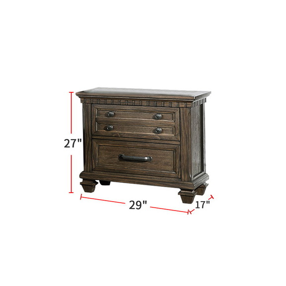 Bling 2 Drawer Wood Nightstand in Rustic Brown Fin...