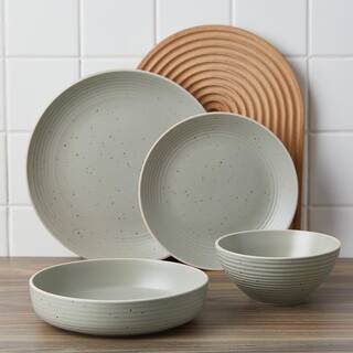 STONE LAIN Stone Lain Lauren 16-Piece Dinnerware Set Stoneware Service For 4 Green BLB1102-B010002