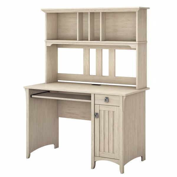 Bush Furniture Salinas Small Computer Desk with Hutch in Antique White