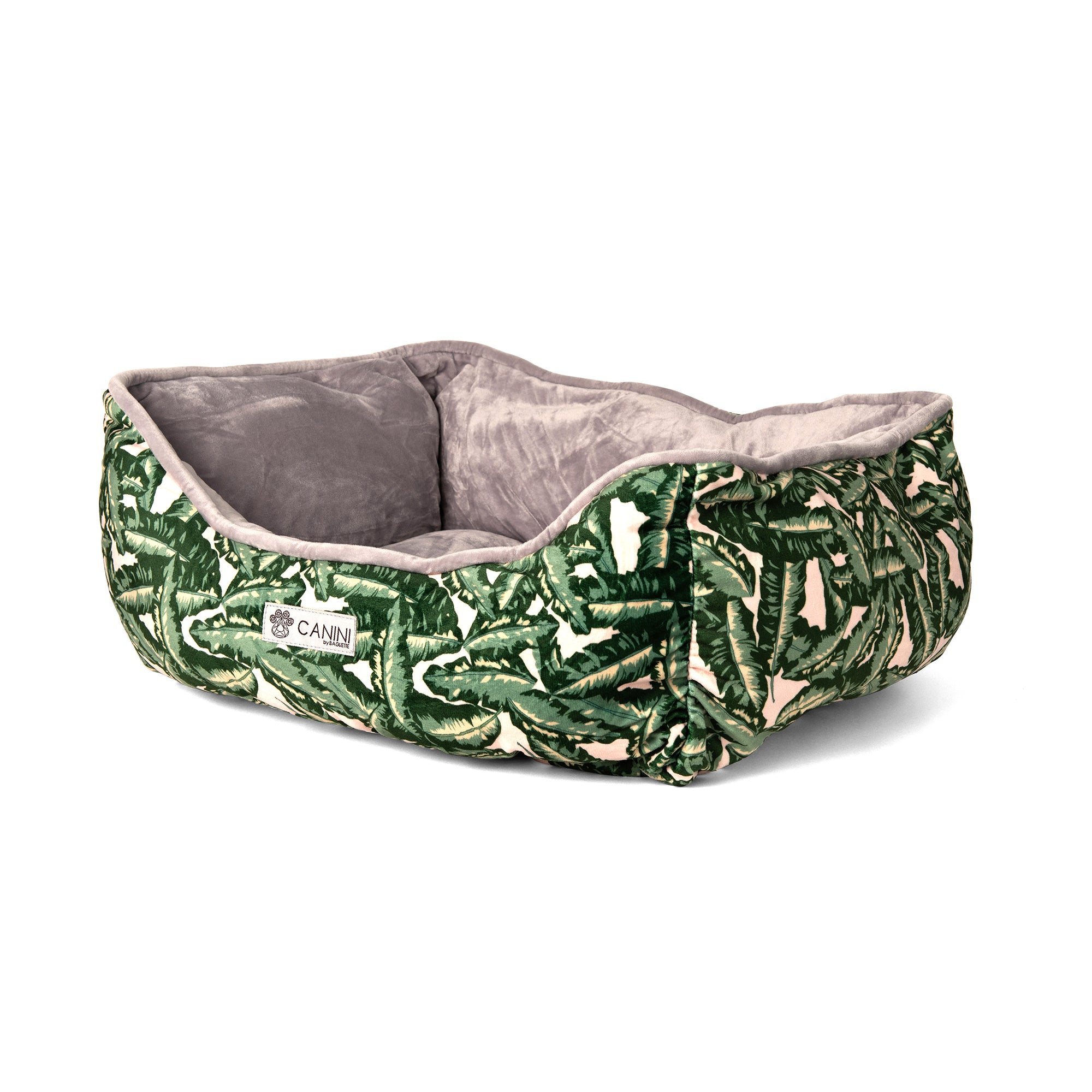 CANINI by Baguette Reversible Micro-Plush Dog Bed for Small-Sized Breeds, Leaf Print