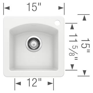 Blanco DIAMOND SILGRANIT White Granite Composite 15 in. 1-Hole Drop-InUndermount Bar Sink 440205