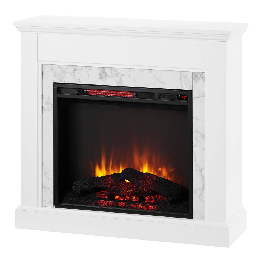 Home Decorators Collection Northglenn 36 in. Freestanding Faux Marble Surround Electric Fireplace in White Oak 1418FM-23-251