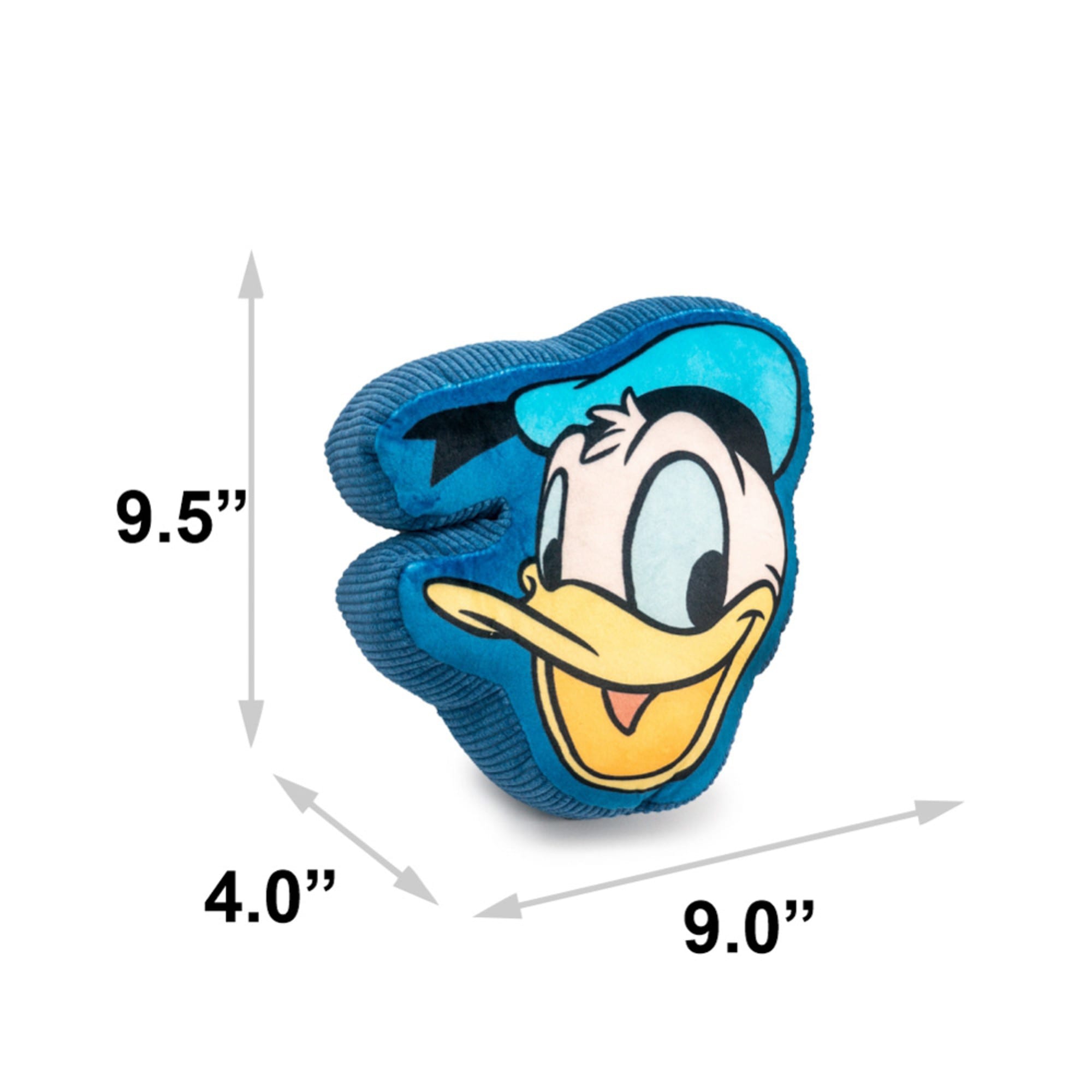 Buckle-Down Blue Disney Donald Duck Smiling Face Plush Squeaker Dog Toy， Medium