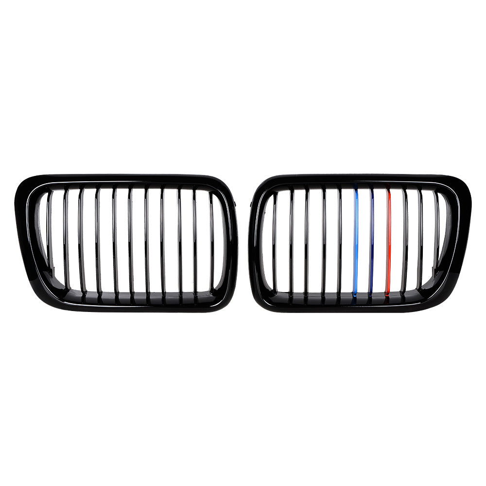 Astra Depot Glossy Black M-Color Car Front Kidney Grilles Grill for BMW E36 318i 323i 1997-1999