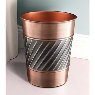 Monarch Abode Handcrafted Crest and Wave Embossed Metal Wastebasket (Antique Copper Finish) 39628