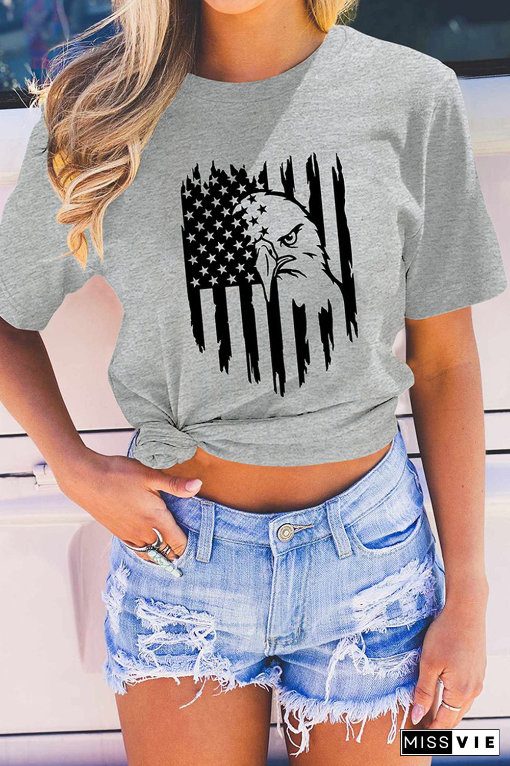 US Flag Print Graphic Tee