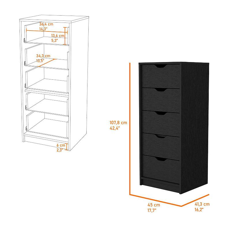 Dillon 5 Narrow Drawer Dresser， Tall Chest of Drawers