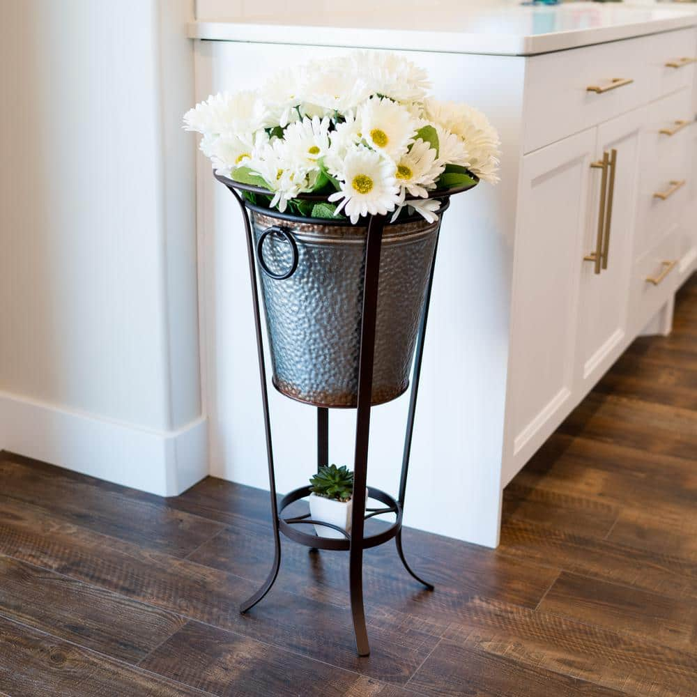 Achla Designs 28 in. Tall Roman Bronze Powder Coat Iron Tulip Plant Stand without Insert FB-19