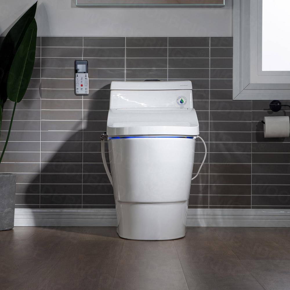 WOODBRIDGE Marsala 1-Piece 1.0 GPF1.6 GPF Dual Flush Elongated Toilet with Advance Smart Bidet Toilet in White HT0040