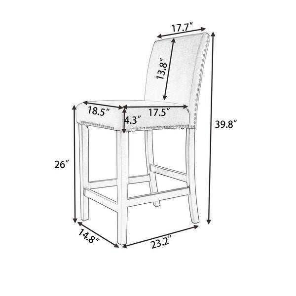 4 Pieces Wooden Counter Height Upholstered Dining Chairs