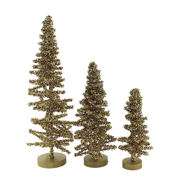 Cody Foster Tinsel Tree Gold Set 3 Decorative Figurines