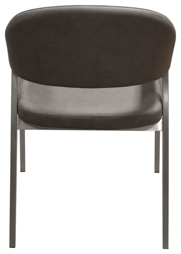 Set of 2 Dining Accent Chairs in Grey Leatherette Brushed Stainless Steel Leg   Midcentury   Armchairs And Accent Chairs   by Sideboards and Things  Houzz