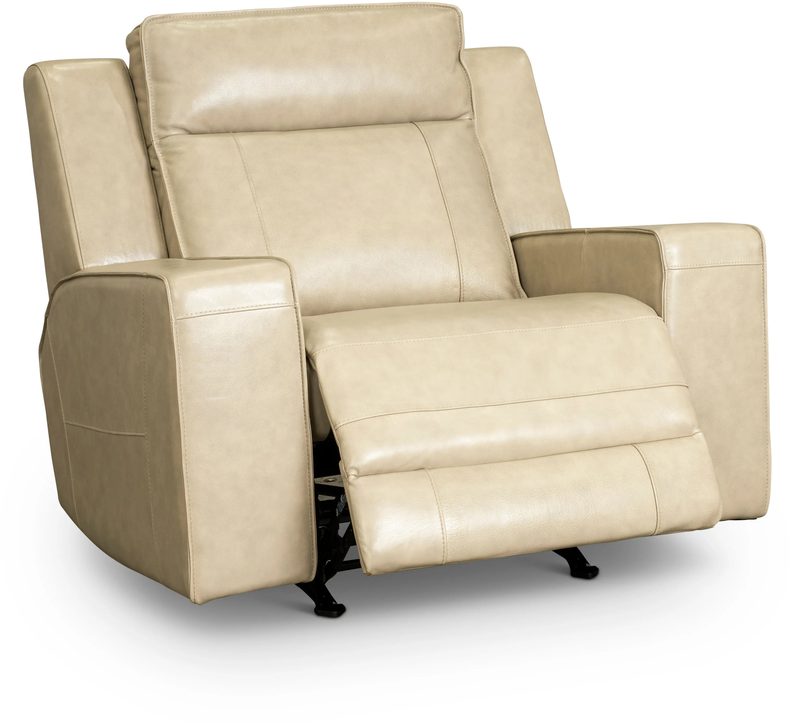 Dynasty Stone Beige Leather Triple Power Rocker Recliner